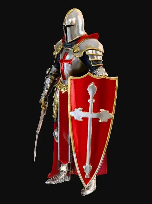 3D model for Create a  character based on a Templar knight with a sword and shield.