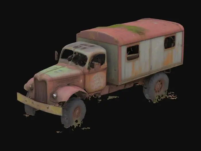 3D model for abandoned six wheels truck