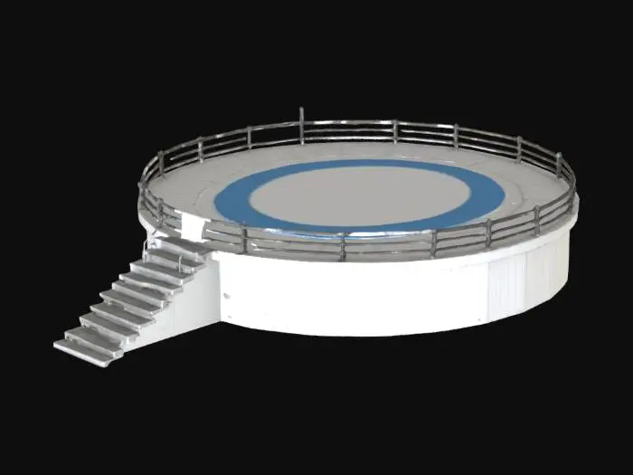 3D model for helicopter landing pad on concrete platform with fense and stairs  without helicopter model