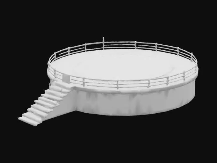 3D model for helicopter landing pad on concrete platform with fense and stairs  without helicopter model