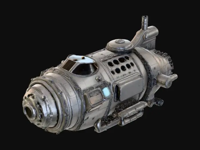 3D model for sci fi spaceship with a cockpit looks like a diesel train engine