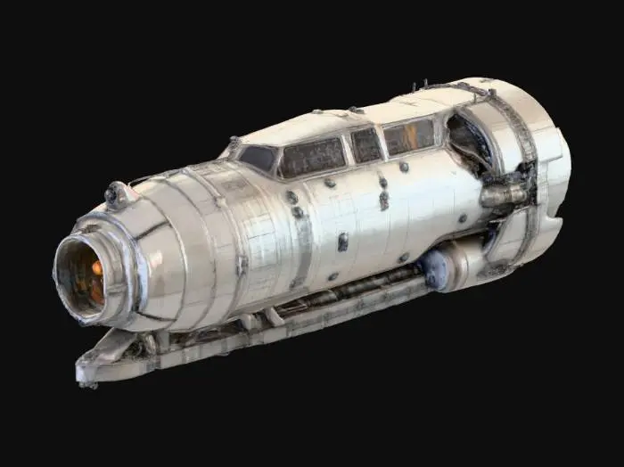 3D model for sci fi spaceship with a cockpit looks like a diesel train engine