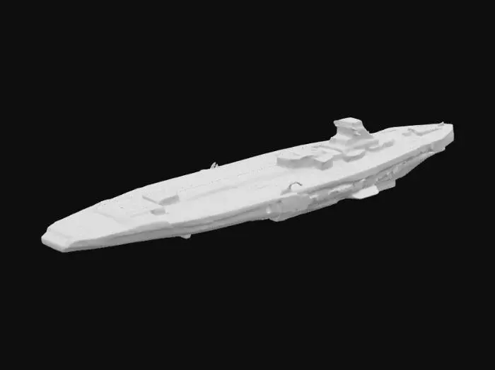 3D model for A long spaceship with an aircraft carrier-like deck for landing small spacecraft
