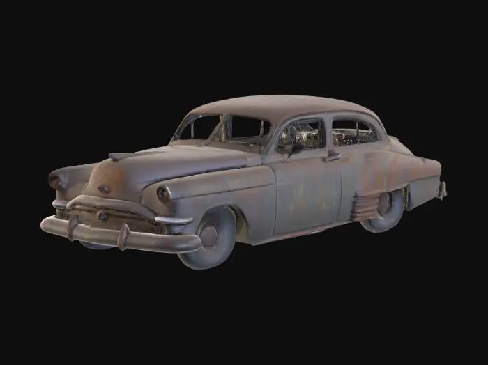 3D model for rusty abandoned damage car