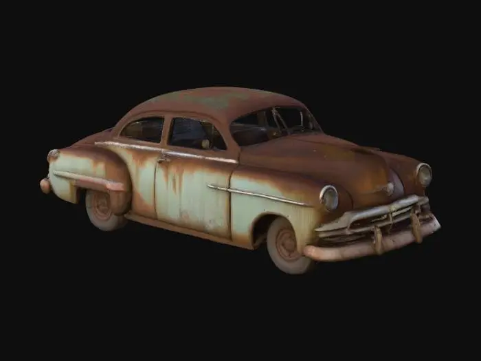 3D model for urban rusty abandoned damage car