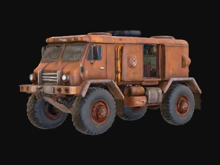 3D model for sci fi rusty lorry 6x6