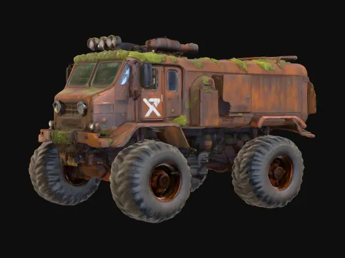 3D model for sci fi rusty lorry 6x6