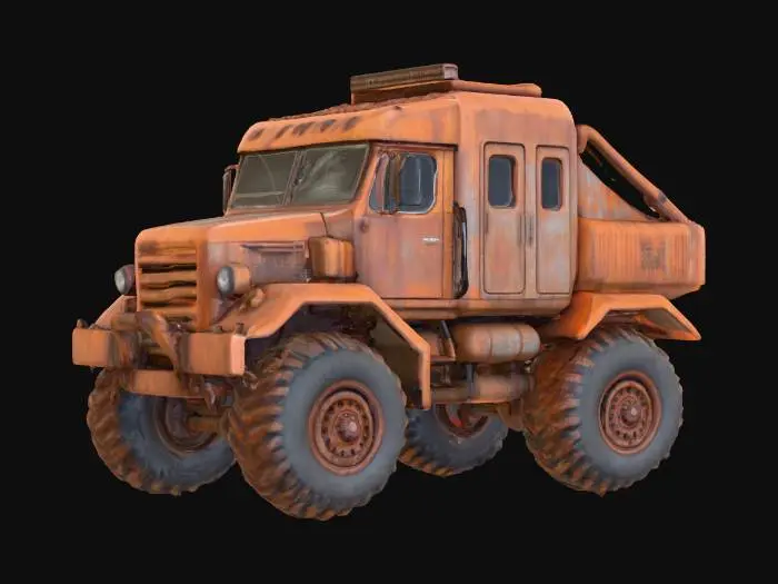 3D model for sci fi rusty lorry 6x6