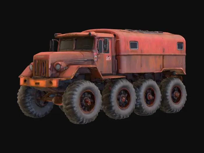3D model for sci fi rusty truck 6x6