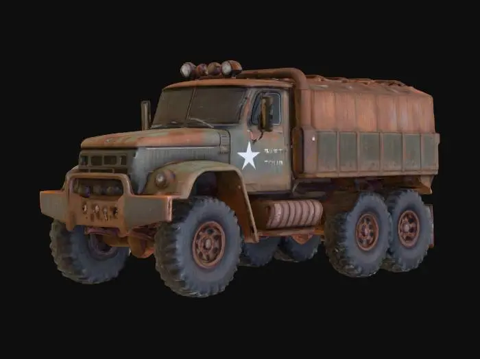 3D model for sci fi rusty truck 6x6