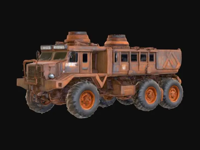3D model for sci fi rusty truck 6x6