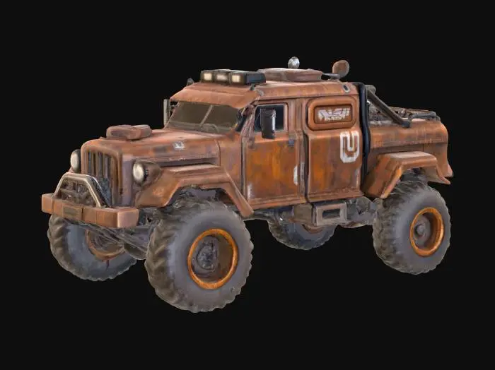 3D model for sci fi rusty truck 6x6