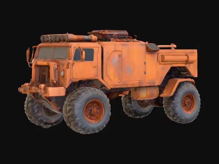 3D model for sci fi rusty truck 6x6