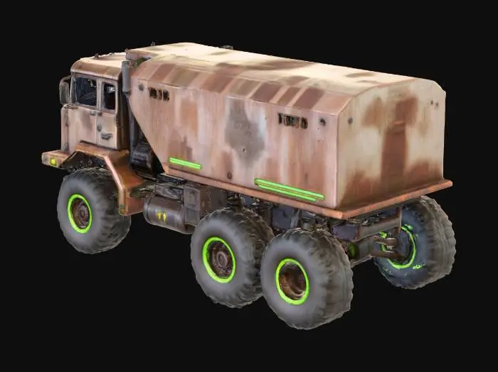 3D model for sci fi rusty lorry 6x6