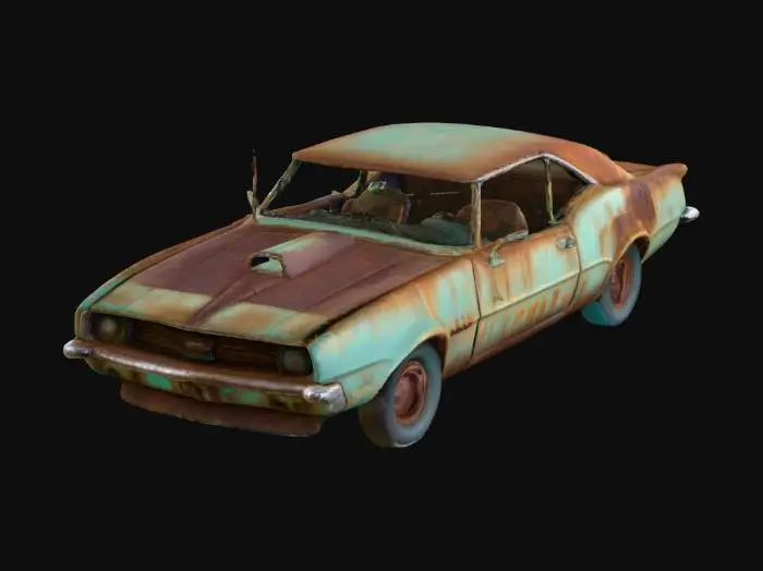 3D model for rusty abandoned damage car