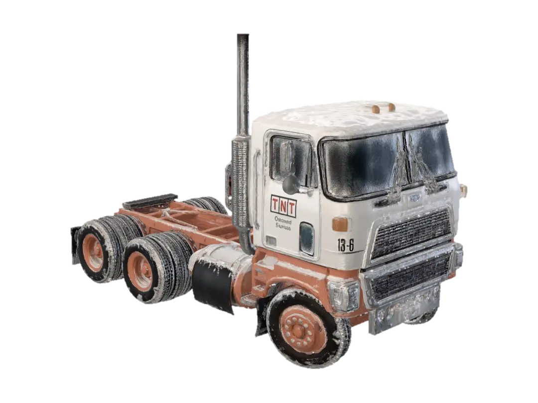 change this truck to snowy variant but do not change color of the truck and do grey… 3D model, vytvořený pomocí AI