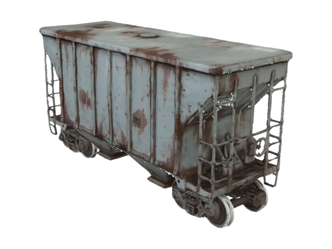abandoned modern hopper car - Railway 3D model, vytvořený pomocí AI