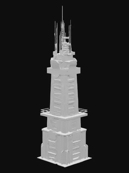 3D model for sci fi military tower with antennas, locators, radars