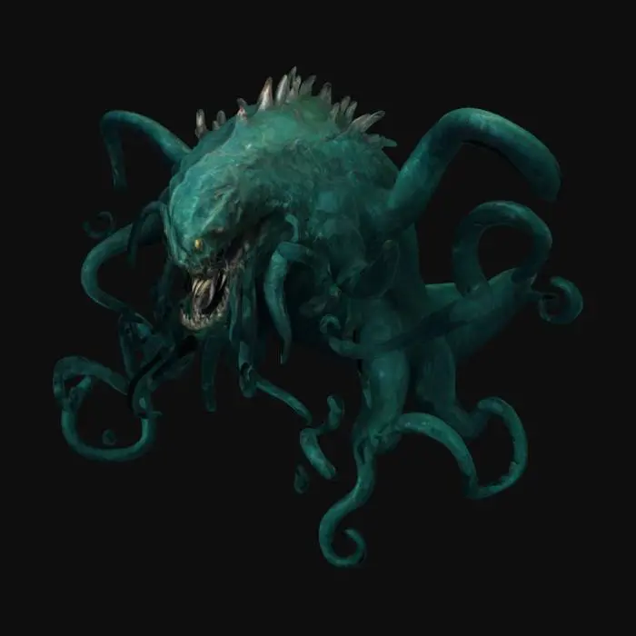 3D model for Devasa bir deniz canavarı oluştur bu canavarda özel dokunuşlar yap görüntüsü de bir o kadar acayip olsun varlığı bile korkutsun