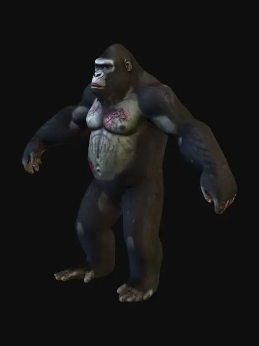 3D model for #villain#, Zombie Gorila, with scars all over the face