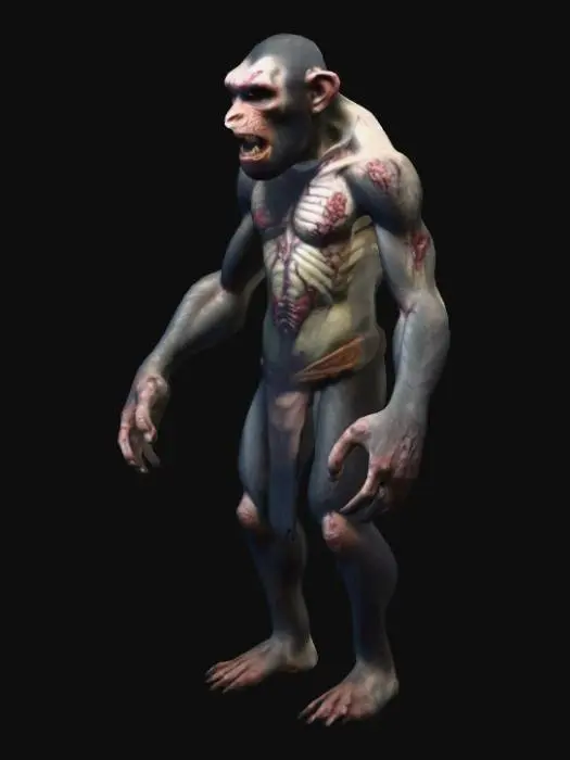 3D model for #villain#, Zombie giant monkey full of scars