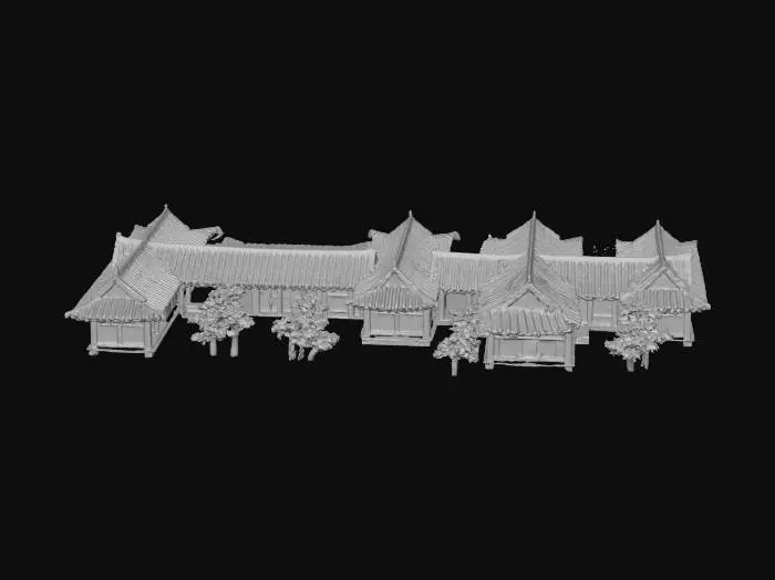3D model for 큰 산에 사람이 다니는 길이 산을 가로질러 있는 모습을 위에서 비스듬하게 봐줘
