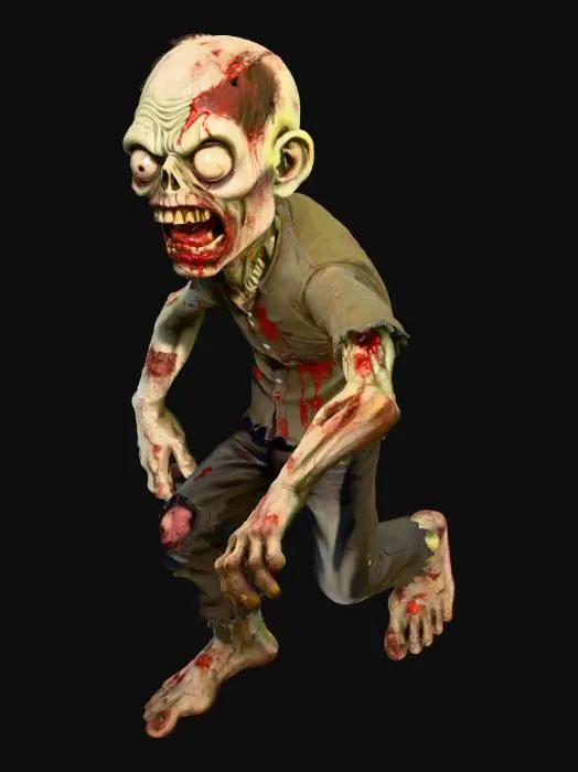 3D model for zombie character realistic but with borderlands art style
