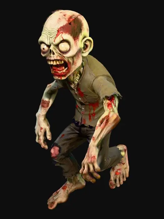 3D model for zombie character realistic but with borderlands art style