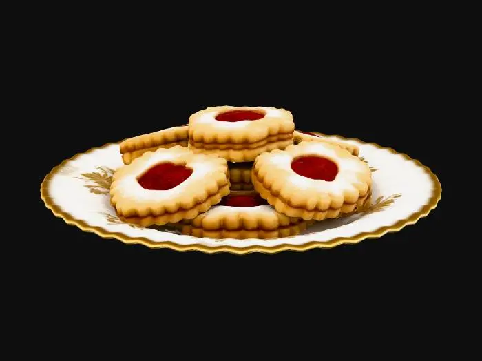 3D model for linzer tart cookies on a plate