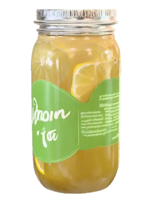 mason jar with tea and lemon slices in it - Glassware 3D model, vytvořený pomocí AI