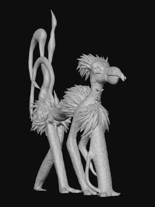 3D model for Mystical Beaked Beast keep his feet level so as a 3d printed model he can stand. do not exaggerate features or create extra limbs or tenatacle like errors create with depth and do not leave flat or lose appendages