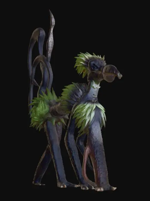 3D model for Mystical Beaked Beast keep his feet level so as a 3d printed model he can stand. do not exaggerate features or create extra limbs or tenatacle like errors create with depth and do not leave flat or lose appendages