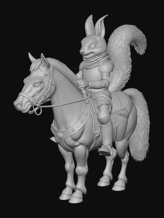 3D model for Zırhlı bir ata binmiş şovelye sincap