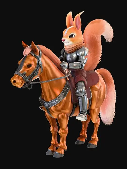 3D model for Zırhlı bir ata binmiş şovelye sincap