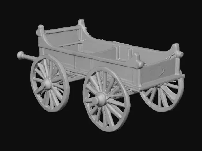 3D model for wooden waggon with baskets