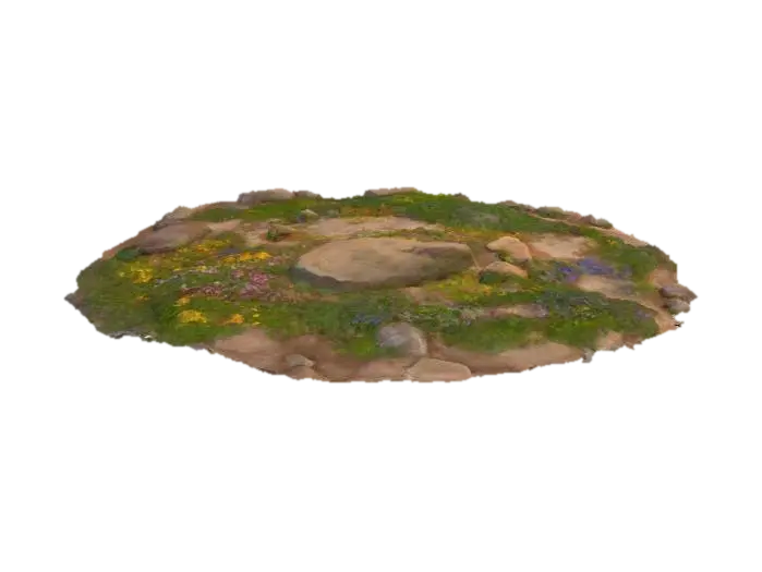 Rocky Meadow Scene - Rocks yapay zekâ ile oluşturulmuş 3D model
