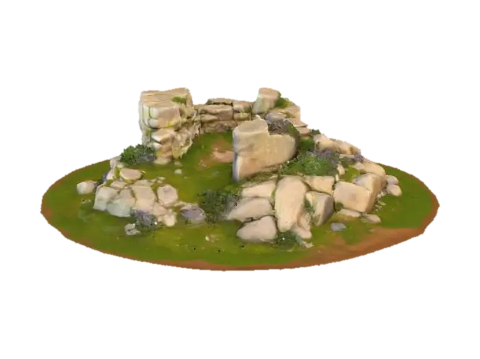Ruined Stone Sanctuary 3D model, vytvořený pomocí AI