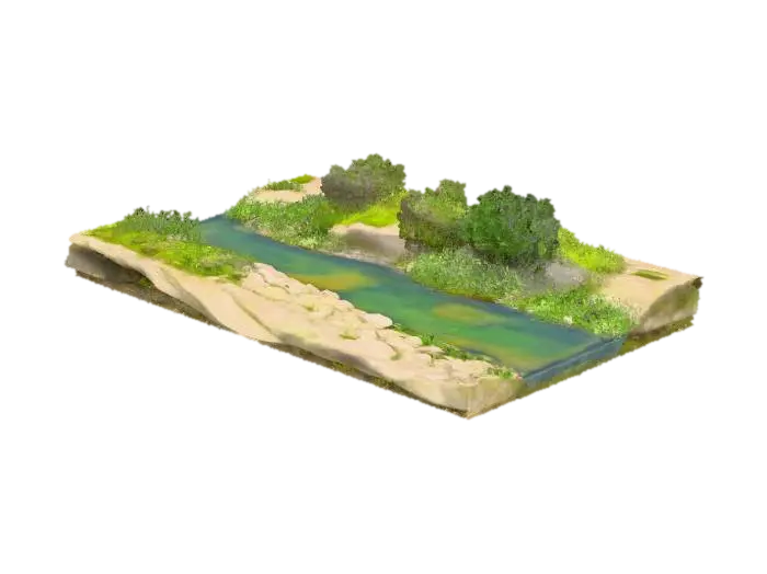 3D-модель Riverbank Terrain Model - 3dmodel, сгенерированная ИИ