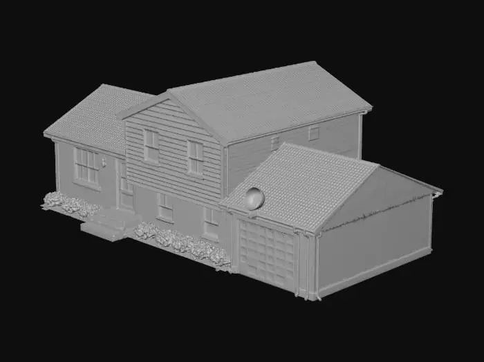 3D model for Suburban Brick and Siding House with Garage