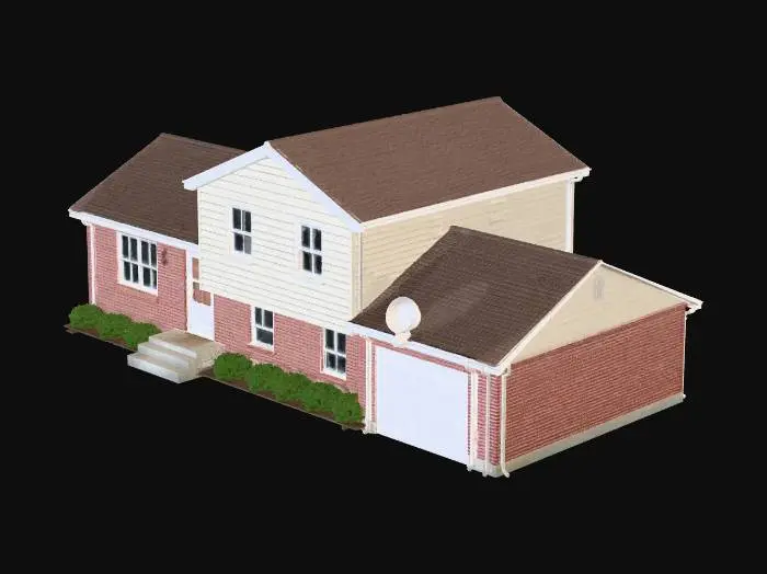 3D model for Suburban Brick and Siding House with Garage