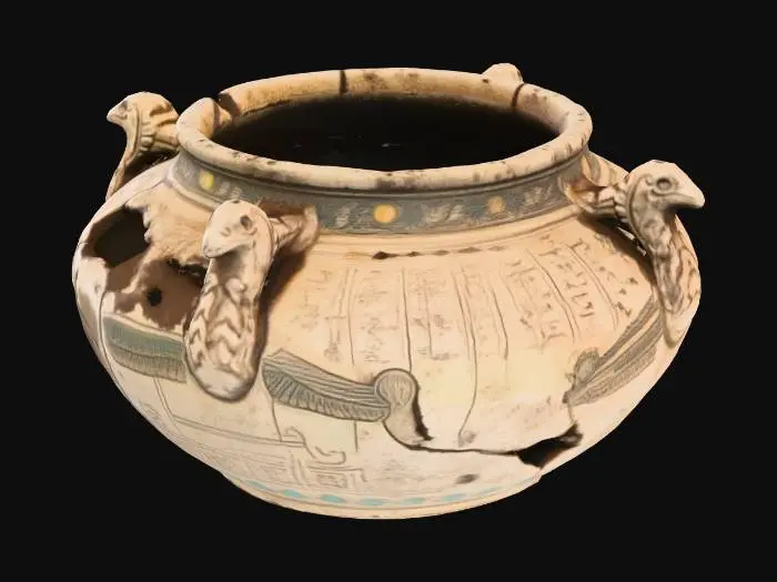 3D model for Damaged Ancient Egyptian Vase with Winged Deity