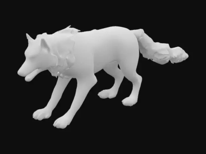 3D model for Create for me a wolf with ice powers. Black bandages around paws. Around icy woods