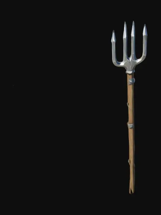 3D model for lowpoly, simple medieval farmer pitchfork