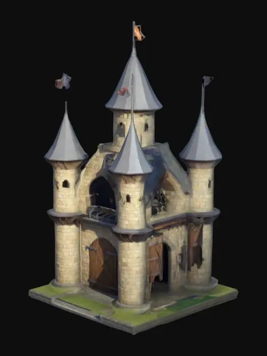 3D model for Low poly stables. Holy knights stables, tower structure