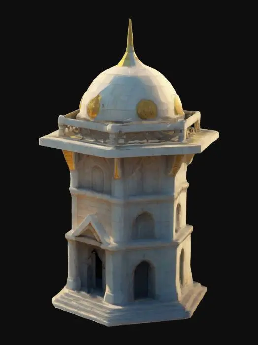 3D model for Low poly fantasy temple. Tower structure. Temple of light, divine. humble and simple