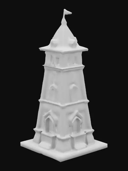 3D model for Low poly fantasy temple. Tower structure. Temple of light, divine. humble and simple