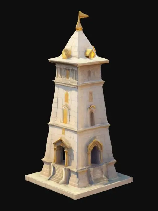 3D model for Low poly fantasy temple. Tower structure. Temple of light, divine. humble and simple