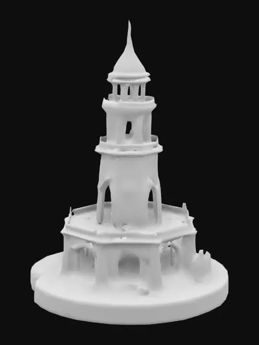 3D model for Low poly fantasy temple. Tower structure. Temple of light, divine. humble and simple