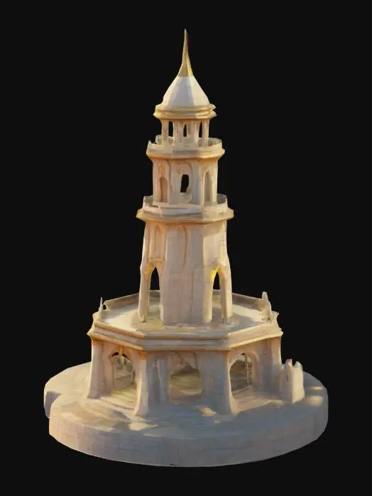 3D model for Low poly fantasy temple. Tower structure. Temple of light, divine. humble and simple