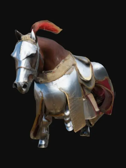 3D model for horse in full plate armor, jousting horse, thick plates of armor, royal bloodline
